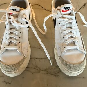 Nike White Blazer Sneakers with Black Swoosh